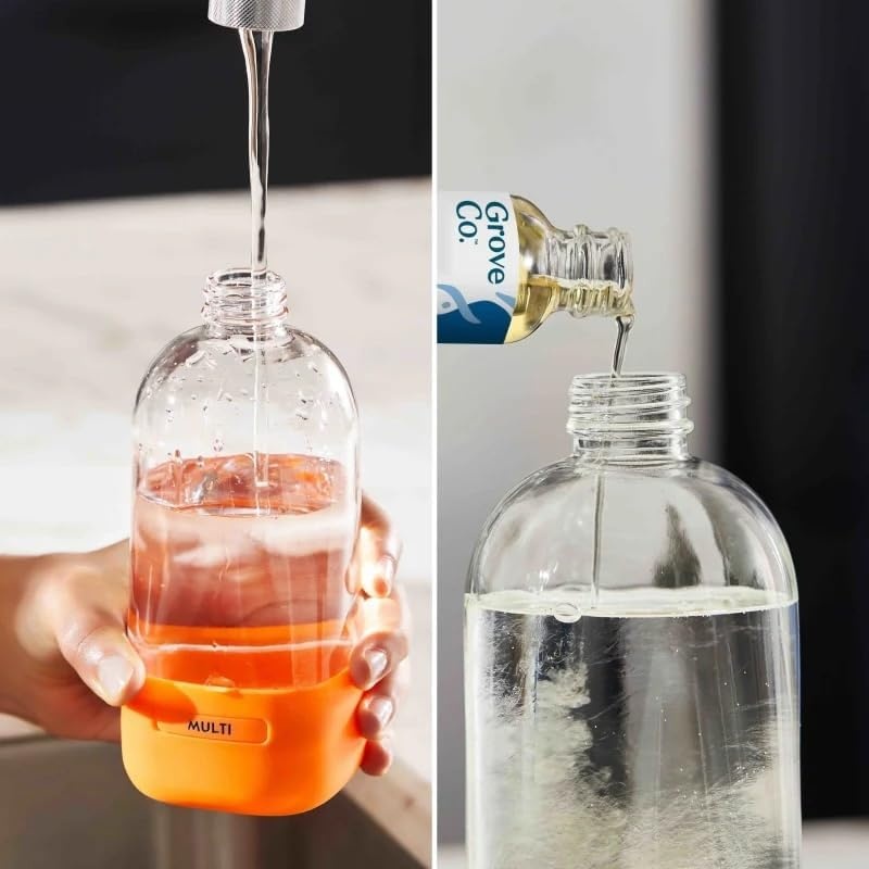 image:imageGrove Co Refillable Glass Spray Bottle 16 oz White Reusable Cleaning Container with Protective Silicone Sleeve amp Slide amp Snap Labeling System For Essential Oil MultiPurpose amp Glass CleanersSparkling Orange