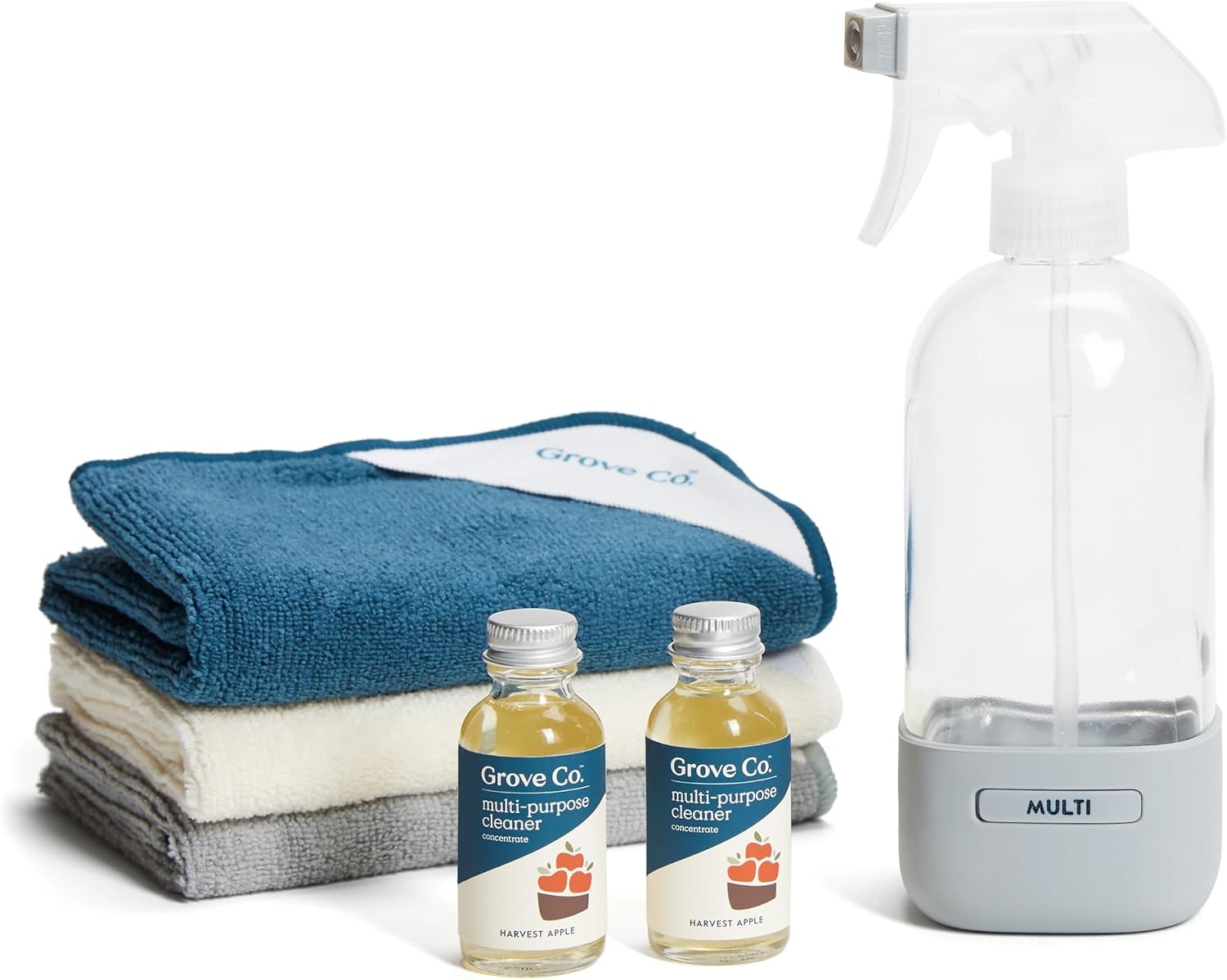image:imageGrove Co Refillable Glass Spray Bottle 16 oz White Reusable Cleaning Container with Protective Silicone Sleeve amp Slide amp Snap Labeling System For Essential Oil MultiPurpose amp Glass CleanersPolished Gray