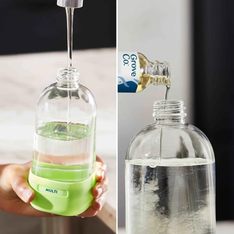 image:imageGrove Co Refillable Glass Spray Bottle 16 oz White Reusable Cleaning Container with Protective Silicone Sleeve amp Slide amp Snap Labeling System For Essential Oil MultiPurpose amp Glass CleanersBright Lime