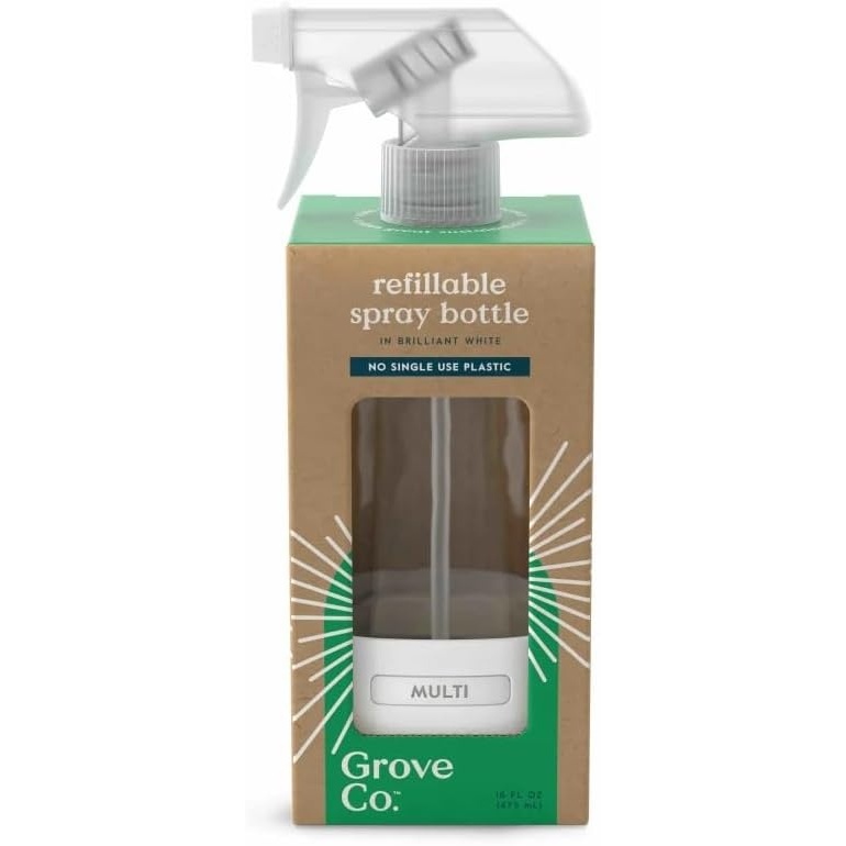image:imageGrove Co Refillable Glass Spray Bottle 16 oz White Reusable Cleaning Container with Protective Silicone Sleeve amp Slide amp Snap Labeling System For Essential Oil MultiPurpose amp Glass CleanersWhite