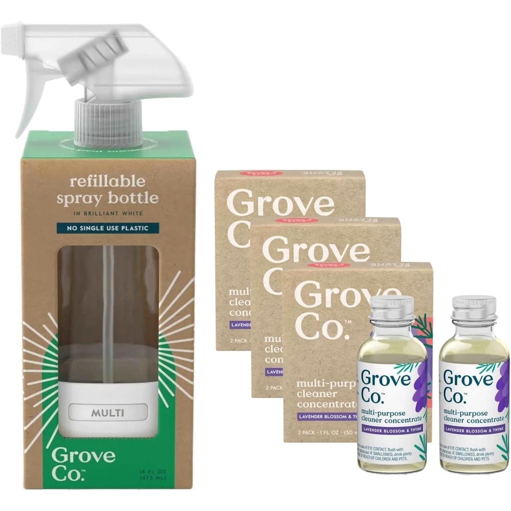 image:imageGrove Co Surface Care Bundle Multipurpose Cleaner Concentrate Refill with Reusable Glass Spray Bottle Lavender Blossom amp Thyme Scent 2Piece Set