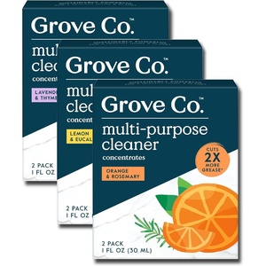 Grove Co. Multi-Purpose Cleaner Concentrate – Two 1oz Packs, Orange & Rosemary Liquid Surface Refill(Variety)