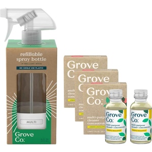 Grove Co. Surface Care Bundle – Multipurpose Cleaner Concentrate Refill with Reusable Glass Spray Bottle, Lemon & Eucalyptus Scent, 2-Piece Set