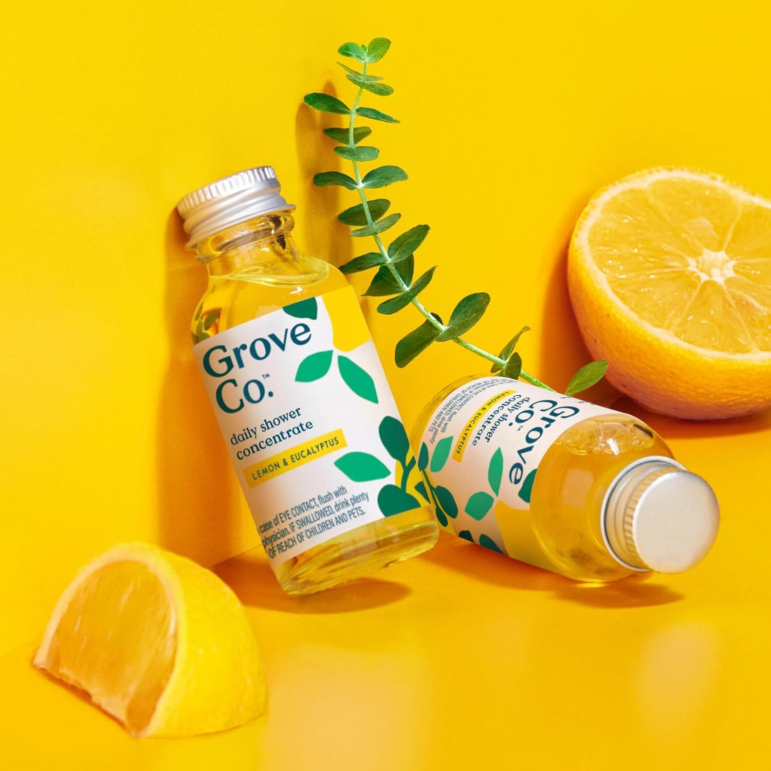 image:imageGrove Co Bathroom Care Bundle Shower Cleaner Concentrate Refills 6Pack 1 oz Each Lemon amp Eucalyptus Scent with Reusable Glass Spray Bottle