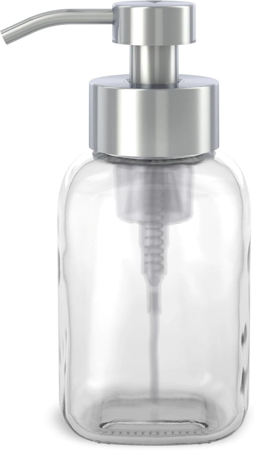 image:imageGrove Co Kids Reusable Glass Foaming Hand Soap Dispenser with Protective Silicone Sleeve 12oz Toddler Friendly Refillable Soap Bottle Durable LeadFree Glass amp Stainless Steel Pump Yellow StarClear