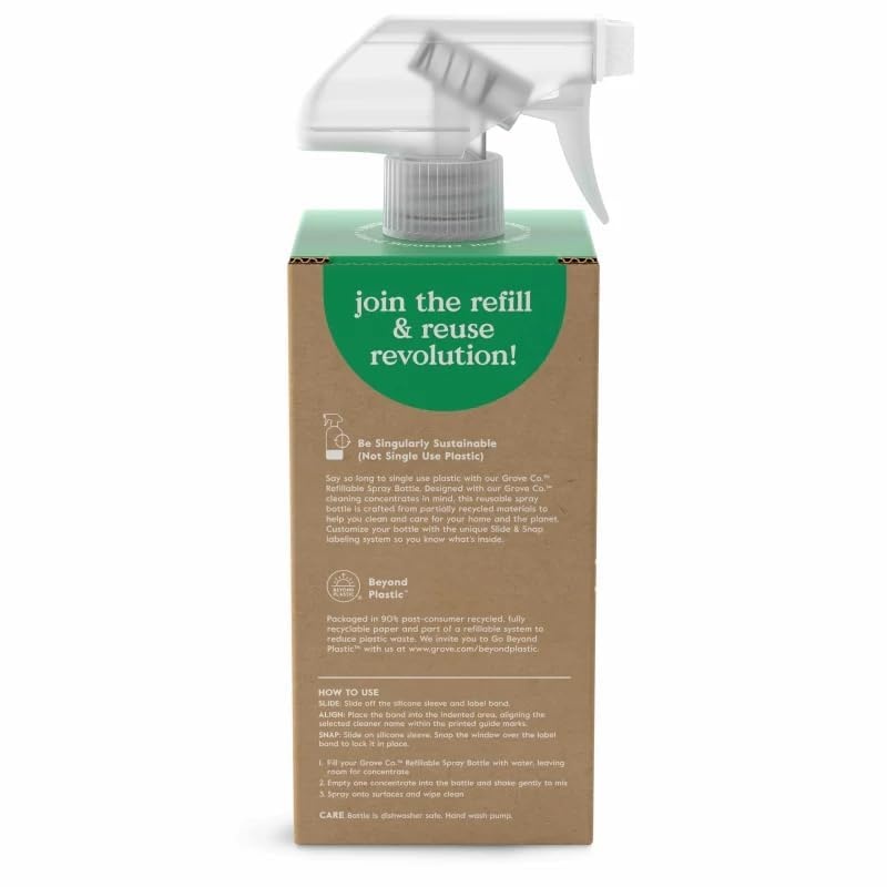 image:imageGrove Co Surface Care Bundle Floor Cleaner Concentrate Refills 6Pack 1 oz Each Orange amp Rosemary Scent with Reusable Glass Spray Bottle White Silicone Sleeve