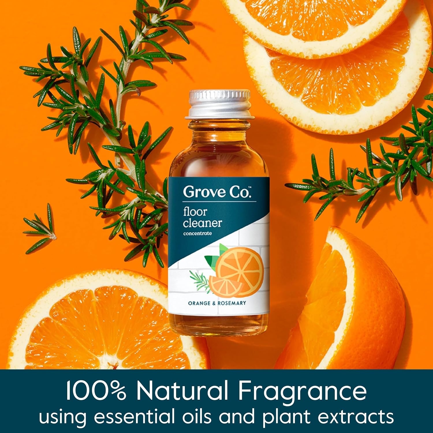 image:imageGrove Co Surface Care Bundle Floor Cleaner Concentrate Refills 6Pack 1 oz Each Orange amp Rosemary Scent with Reusable Glass Spray Bottle White Silicone Sleeve
