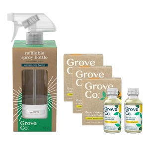 Grove Co. Floor Cleaner Kit – Six 1oz Lemon & Eucalyptus Concentrates with White Glass Spray Bottle, 7-Piece Set