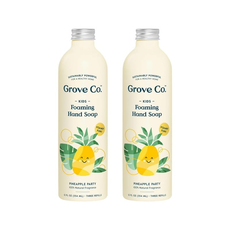 image:imageGrove Co Foaming Hand Soap Refill Pineapple Party Kids 12 Fl Oz 97 PlantBased Refill format Hydrating Foaming Hand Soap Natural Fragrance PlasticfreePineapple Party Kids