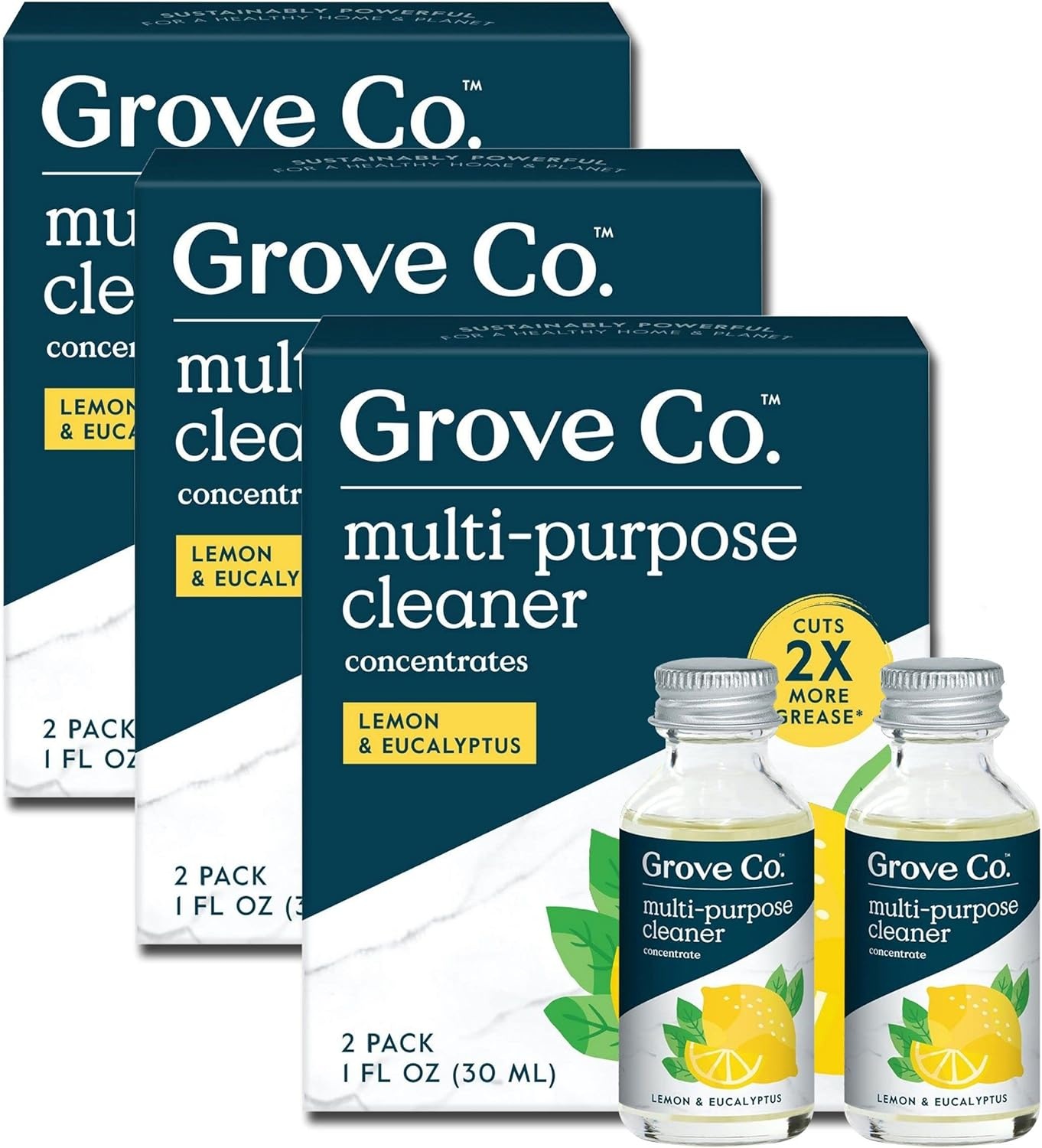 image:imageGrove Co MultiPurpose Cleaner Concentrate Refills 6 x 1fl oz Apple amp Pear Blossom 6 refills Plantbased No plastic waste Ammonia amp chlorine free No Harsh ChemicalsLemon Eucalyptus