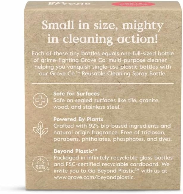 image:imageGrove Co MultiPurpose Cleaner Concentrate Refills 6 x 1fl oz Apple amp Pear Blossom 6 refills Plantbased No plastic waste Ammonia amp chlorine free No Harsh ChemicalsLemon Eucalyptus