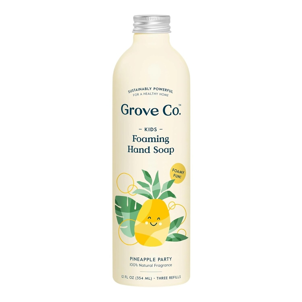 image:imageGrove Co Foaming Hand Soap Refill Pineapple Party Kids 12 Fl Oz 97 PlantBased Refill format Hydrating Foaming Hand Soap Natural Fragrance PlasticfreePineapple Party Kids