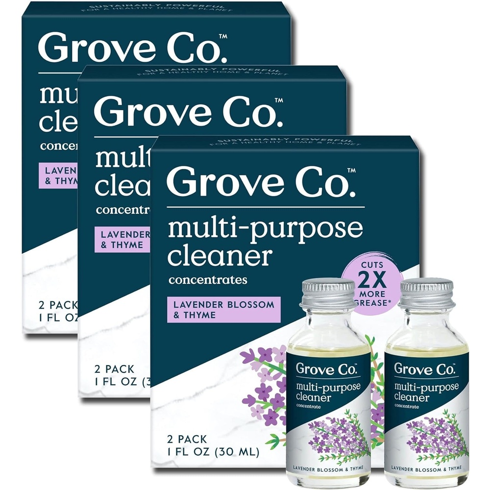 image:imageGrove Co MultiPurpose Cleaner Concentrate Refills 6 x 1fl oz Apple amp Pear Blossom 6 refills Plantbased No plastic waste Ammonia amp chlorine free No Harsh ChemicalsLavender Blossom Thyme