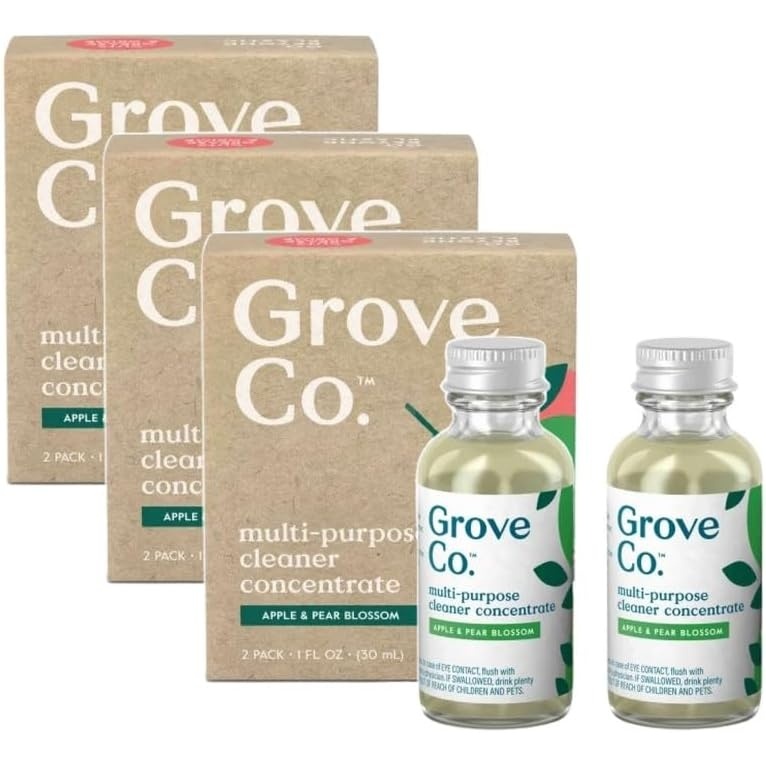 image:imageGrove Co MultiPurpose Cleaner Concentrate Refills 6 x 1fl oz Apple amp Pear Blossom 6 refills Plantbased No plastic waste Ammonia amp chlorine free No Harsh ChemicalsApple Pear Blossom