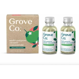 Grove Co. Multi-Purpose Cleaner Concentrate (2-Pack, 1oz each) – 2x Grease Cutting All-Purpose Surface Spray Refill – 92% Plant-Based, Apple & Pear Blossom, Recyclable Glass