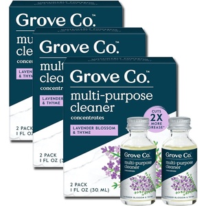 Grove Co. Multi-Purpose Cleaner Concentrate Refills, 6 x 1fl oz | Apple & Pear Blossom; 6 refills; Plant-based; No plastic waste; Ammonia & chlorine free; No Harsh Chemicals(Lavender Blossom & Thyme)