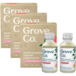 Grove Co. Multi-Purpose Cleaner Concentrate Refills, 6 x 1fl oz | Apple & Pear Blossom; 6 refills; Plant-based; No plastic waste; Ammonia & chlorine free; No Harsh Chemicals(Fresh Pomelo)