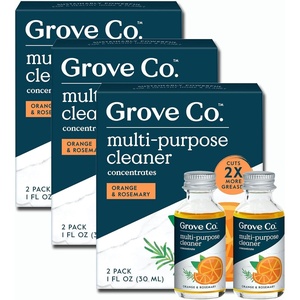 Grove Co. Multi-Purpose Cleaner Concentrate Refills, 6 x 1fl oz | Apple & Pear Blossom; 6 refills; Plant-based; No plastic waste; Ammonia & chlorine free; No Harsh Chemicals(Orange & Rosemary)